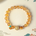 Yellow Pagoda Crystal Bagua Bracelet with Golden Disk
