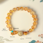 Yellow Pagoda Crystal Bagua Bracelet with Golden Disk - Image 3