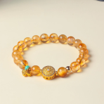 Yellow Pagoda Crystal Bagua Bracelet with Golden Disk - Image 2