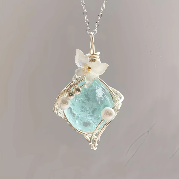 Natural Blue Moonstone Peace Pendant